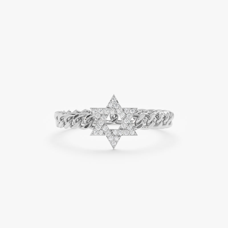 Diamond Star of David Cuban Chain Ring, Lioraeth