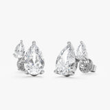 Double Pear Diamond Stud Earrings, Loravienne