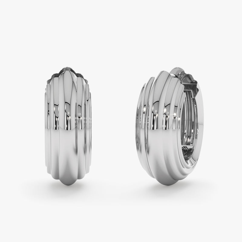 Gold Ribbed Huggie Hoop Earrings, Nyxelle