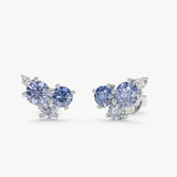 Cluster Sapphire and Diamond Stud Earrings, Vesira