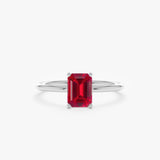 Octagon Cut Ruby Solitaire Ring, Eris
