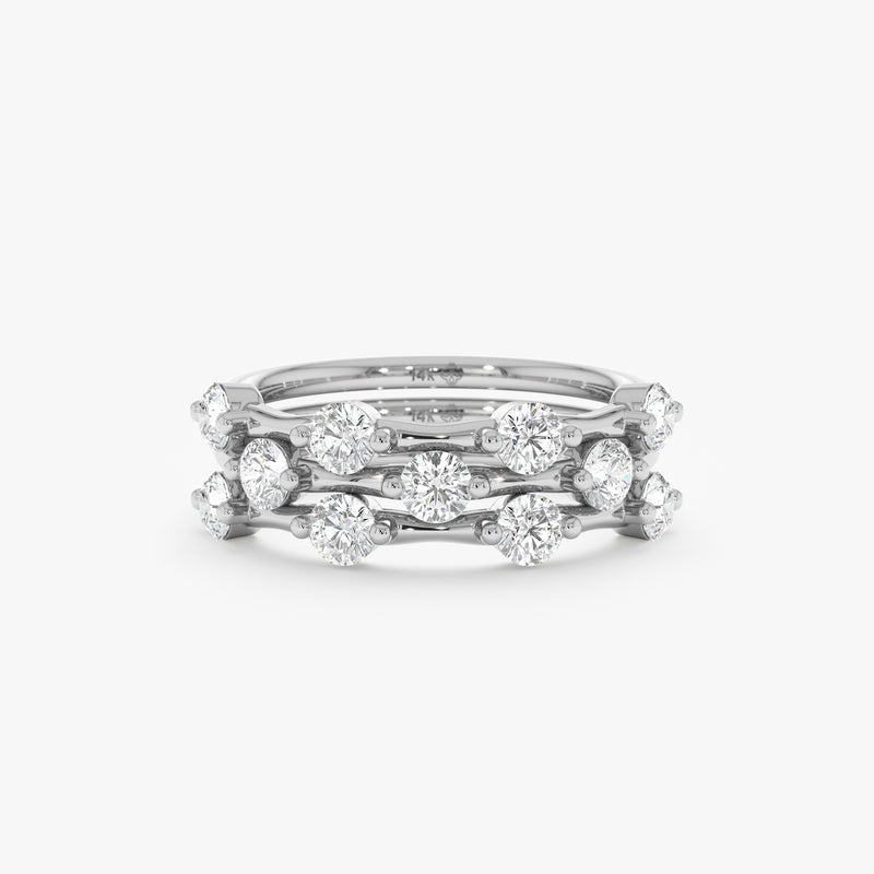 Set of 3 Lab Grown Diamond Station Rings, Lunessa