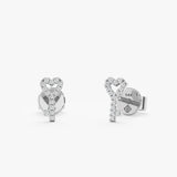 white gold and white diamond mini key earrings