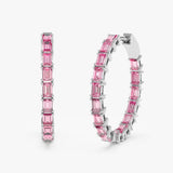 natural pink sapphire earrings in white gold