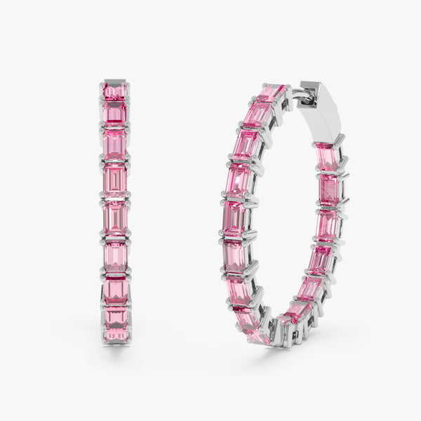 natural pink sapphire earrings in white gold