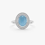 Natural Aquamarine and Diamond Halo Ring, Zephira