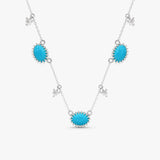 Turquoise and Lab Diamond Station Necklace, Tyrene