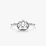 Vintage Style Oval Diamond Beaded Engagement Ring, Azeliora
