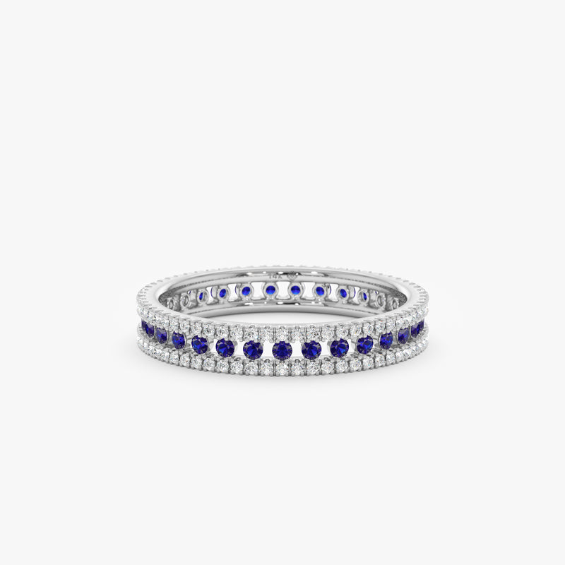 white gold sapphire diamond eternity band