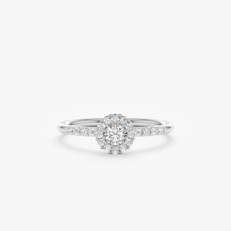 Solid Gold & Handmade Diamond Halo Engagement Ring, Maylah