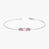 Dainty Pink and White Sapphire Bracelet, Zelindra