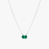 Solid Gold Emerald Oval Necklace, Loa