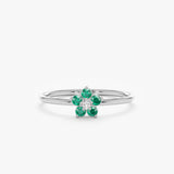 white gold natural emerald ring
