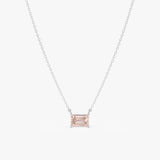 Emerald Cut Morganite Necklace