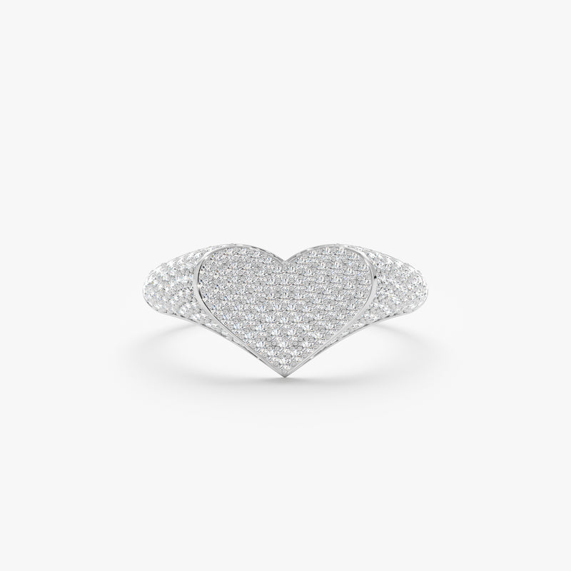 diamond heart ring in solid white gold