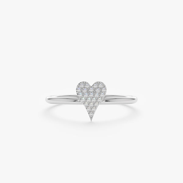 white gold natural diamond heart band