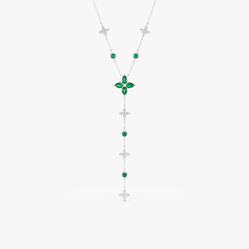 Lab Grown Diamond and Emerald Lariat Necklace, Seralith