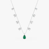 Natural Emerald and Lab Grown Diamond Necklace, Evareth