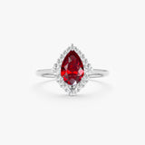 Pear Shape Garnet with Diamond Halo Ring, Orelina