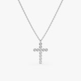 handcrafted solid white gold necklace with diamond bezel cross pendant 