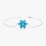 Turquoise Flower Bracelet, Lab Grown Diamond, Junelle