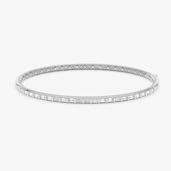 Lab Grown Baguette Diamonds Bangle Stackable Bangle for Everyday, Siora