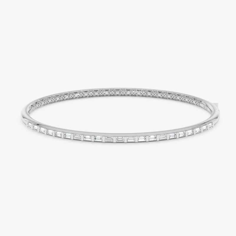Lab Grown Baguette Diamonds Bangle Stackable Bangle for Everyday, Siora
