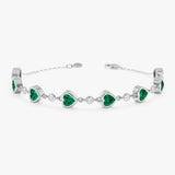 Heart Cut Lab Grown Emerald Bracelet, Thessira