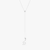 Natural White and Black Diamond Snake Lariat Necklace, Bora
