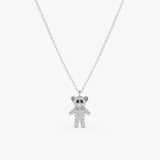 white gold bear pendant necklace