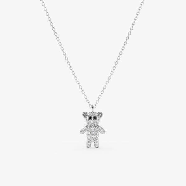 white gold bear pendant necklace