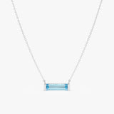 Natural Baguette Sky Blue Topaz Necklace, Vix