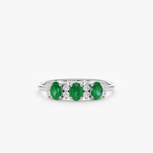 white gold diamond emerald band