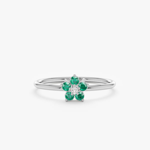 white gold natural emerald ring