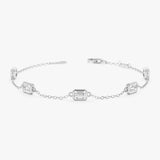 Emerald Cut Lab Diamond Station Bracelet, Evaloria
