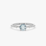 White gold diamond aquamarine ring