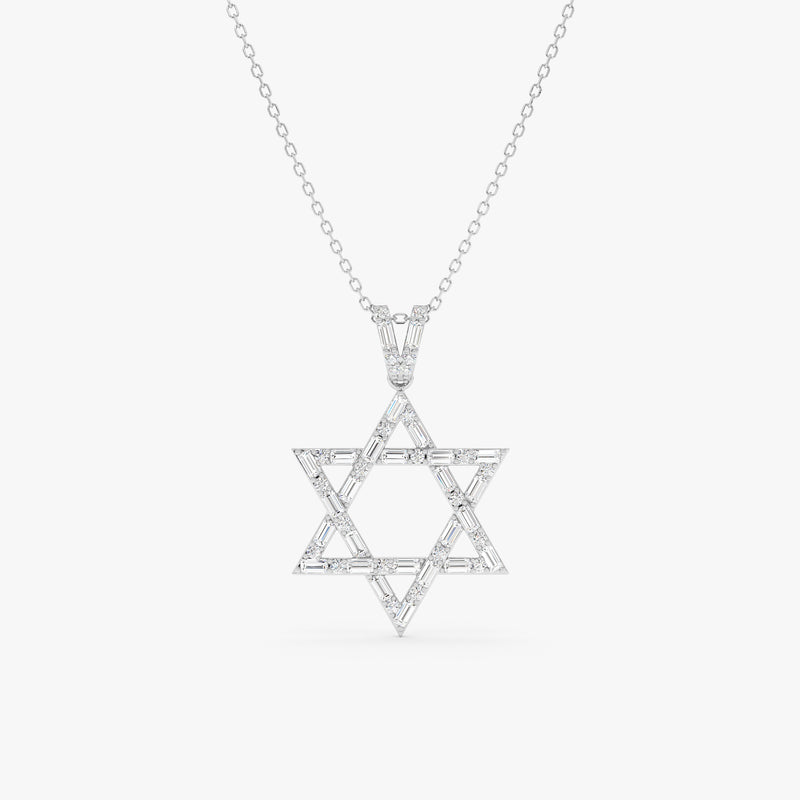 Baguette Diamond Star of David Necklace, Saphina