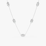 Emerald Cut Diamond Station Necklace, Evaloria