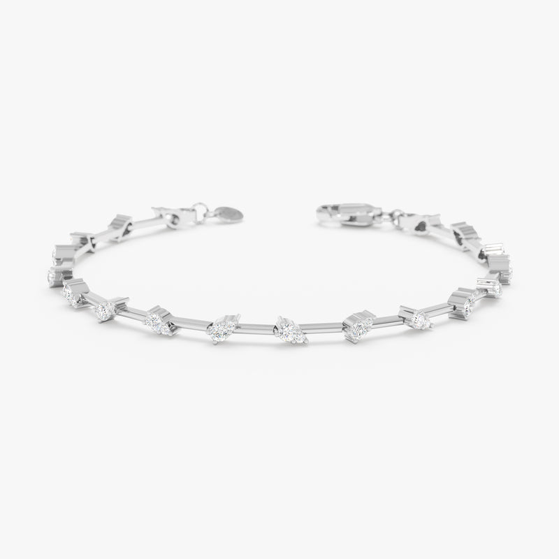 Zig Zag Diamond Station Bracelet,Bridal Shower Gift, Briseis