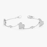 Pave Diamond Station Heart Bracelet, Anara