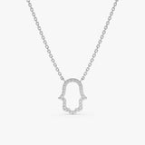 Solid Gold Pave Diamond Hamsa Cutout Necklace, Bina