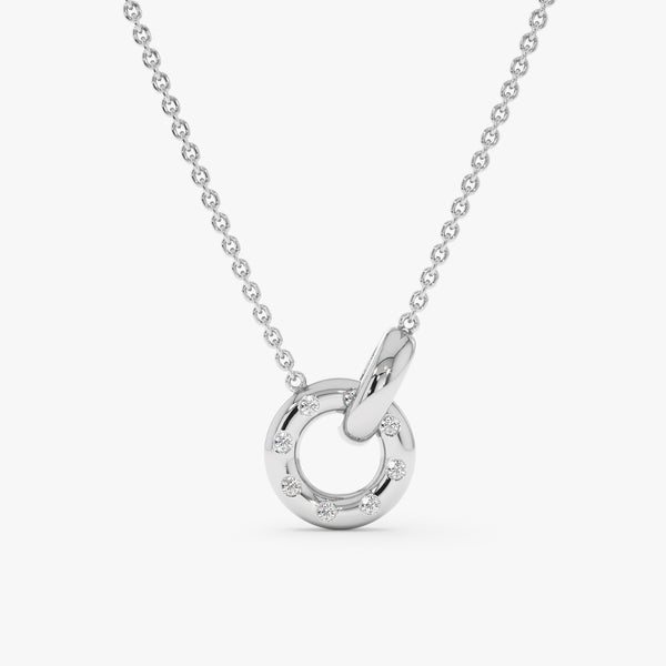 White Gold Diamond Interlocking Circle Necklace