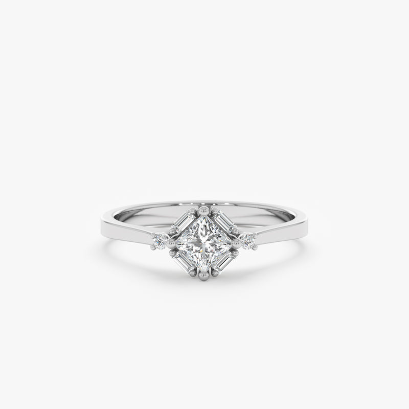white gold natural white diamond proposal band