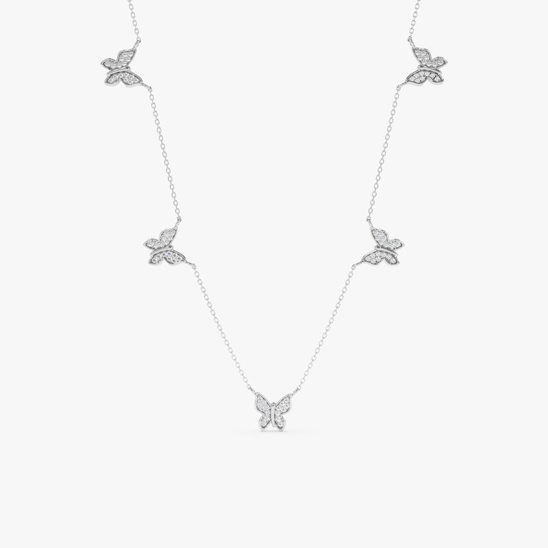 Handcrafted In Solid Gold, Diamond Butterfly Layering Necklace, Phoebe