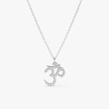handcrafted diamond lined om pendant mantra necklace in solid gold