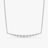 handcrafted solid white gold multiple diamond bar curve pendant necklace