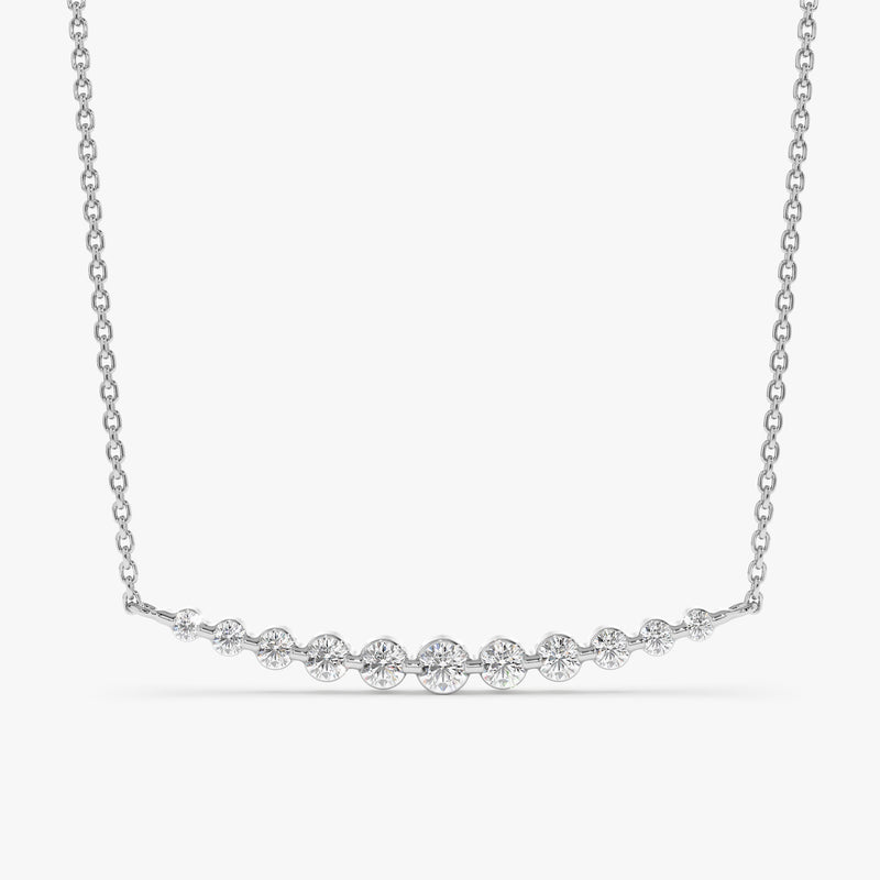 Ascending Curved Bar Diamond Pendant Necklace, Melo