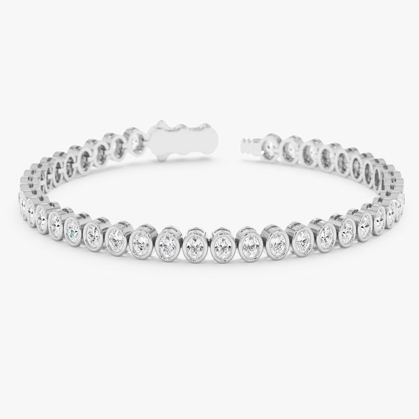 Solid Gold Oval Bezel Set Lab Grown Diamond Bracelet, Zorina