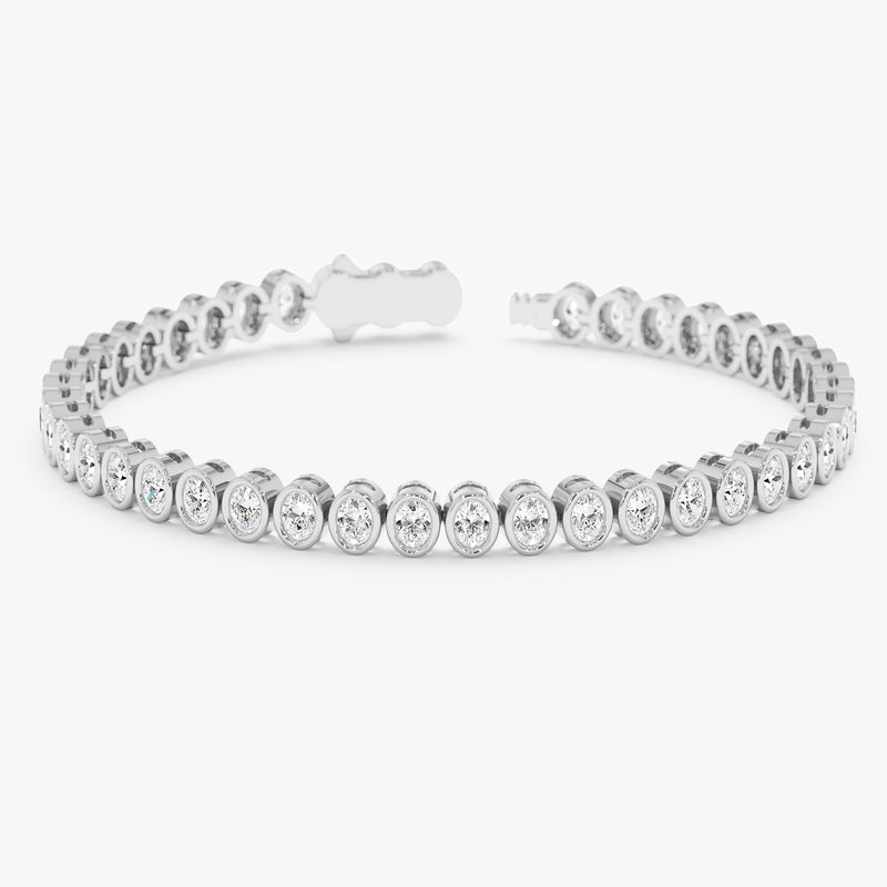 Solid Gold Oval Bezel Set Lab Grown Diamond Bracelet, Zorina