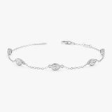 Pear Shape Lab Diamond Station Bracelet, Cyralune